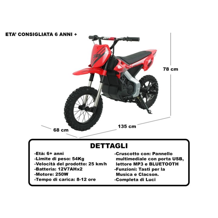 MOTOCROSS ROSSO 6 ANNI+