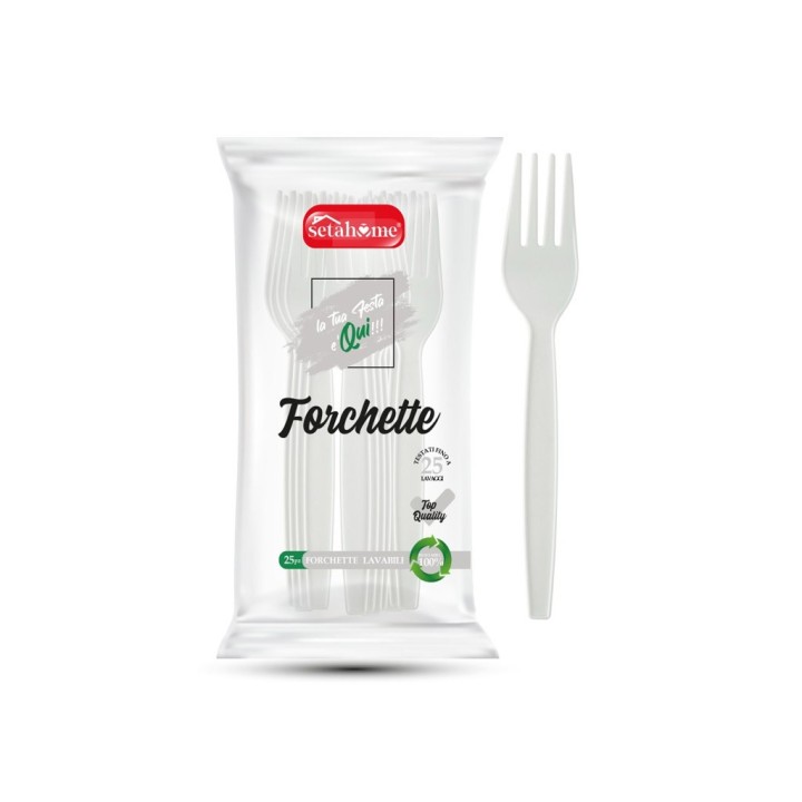 FORCHETTE IN PLASTICA BIANCHE CF 25PZ