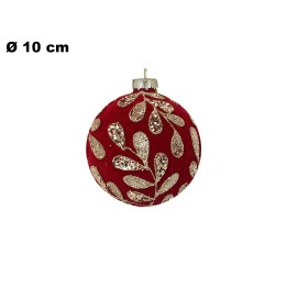 PALLINA VELLUTO ROSSO CON STRASS 10CM