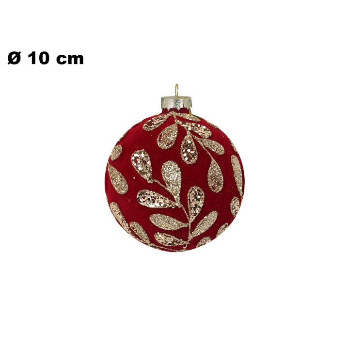 PALLINA VELLUTO ROSSO CON STRASS 10CM