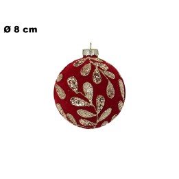 PALLINA VELLUTO ROSSO CON STRASS 8CM