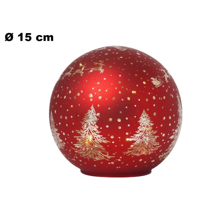 SFERA CON LUCI ROSSA 15CM