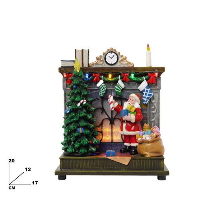 CAMINETTO BABBO NATALE CON LUCI/SUONI/MO