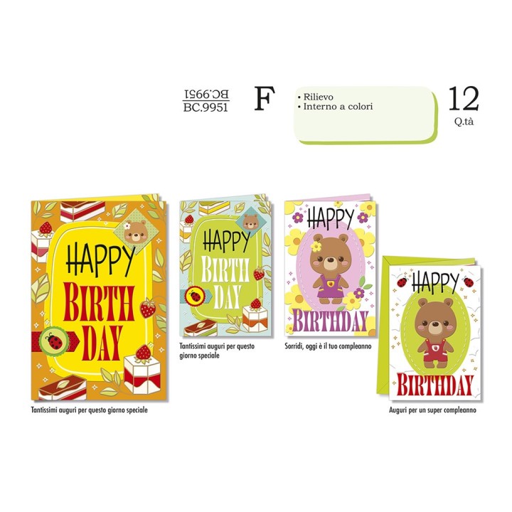 BIGLIETTI COMPLEANNO BAMBINI BC 9951