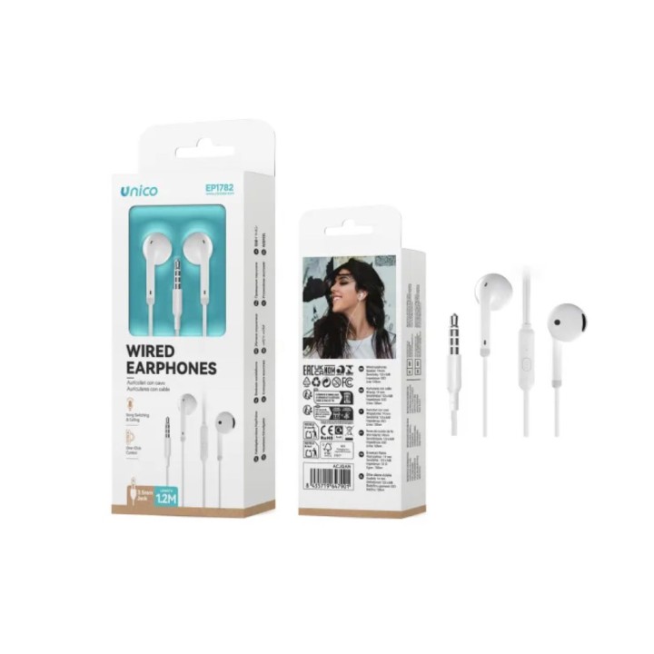 AURICOLARI CABLATI JACK 3,5 BIANCO EP178