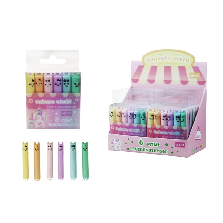 SET 6 MINI EVIDENZIATORI PASTELLO DE6620