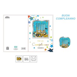BIGLIETTO AUGURI COMPLEANNO C/GLITTER DE