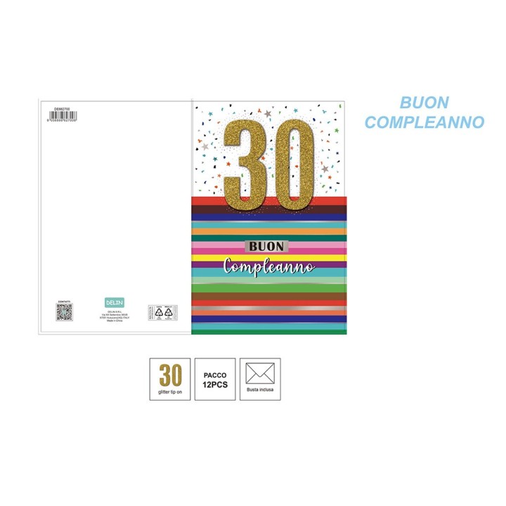 BIGLIETTO AUGURI COMPLEANNO 30 ANNI