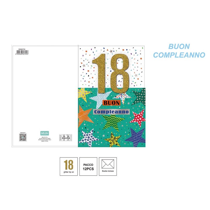 BIGLIETTO AUGURI COMPLEANNO 18 ANNI