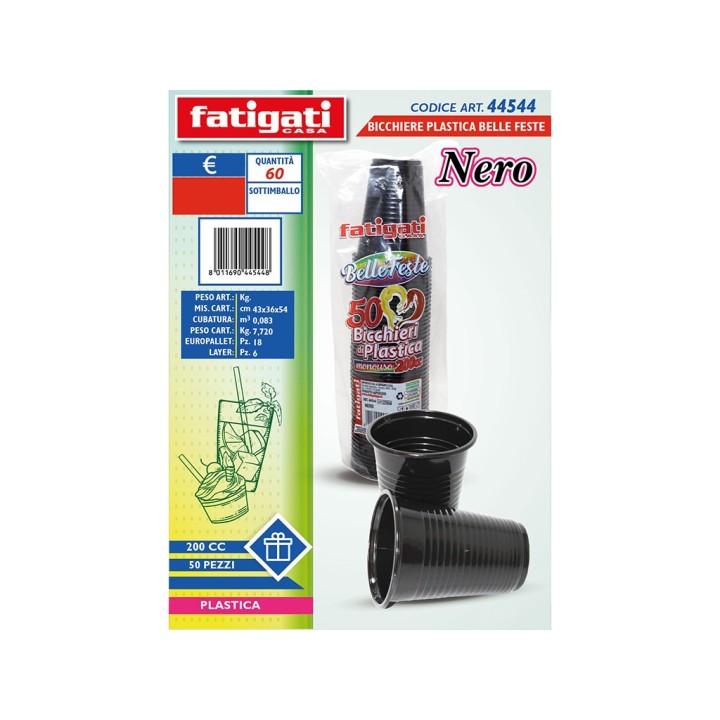 BICCHIERI 200CC 50PZ NERO