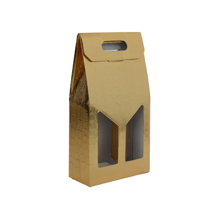SCATOLA 2 BOTTIGLIE ORO 19X19X40 CM