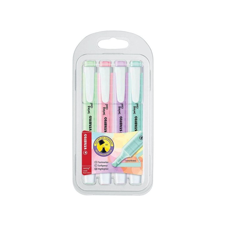 SET 4 EVIDENZIATORI SWING COOL PASTEL