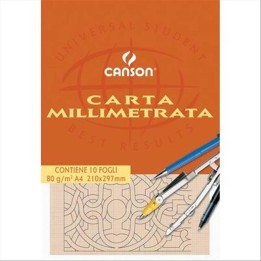 BLOCCO 10FF CARTA MILLIMETRATA A4