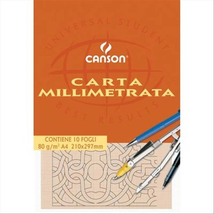 BLOCCO 10FF CARTA MILLIMETRATA A4
