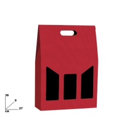 SCATOLA 3 BOTTIGLIE ONDA ROSSO 27X9X38
