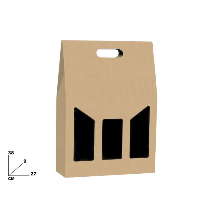 SCATOLA 3 BOTTIGLIE AVANA 27X9X38