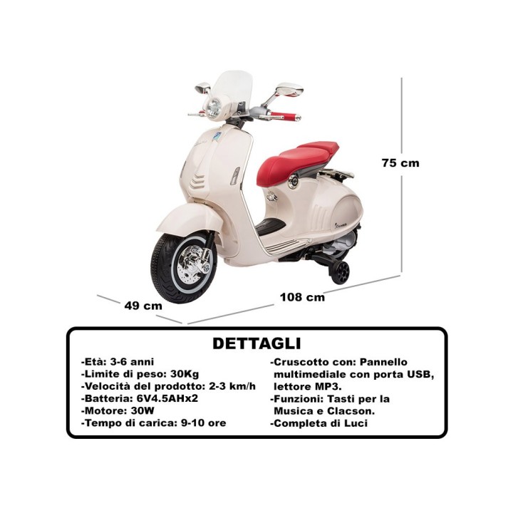MOTO VESPA 946 - 12V BIANCA