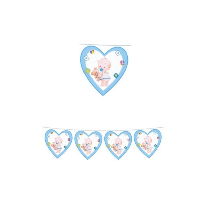 FESTONE BANDIERA PVC CUORE CELESTE