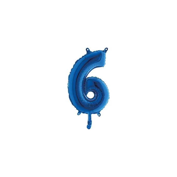 PALLONE MYLAR NUMERO 6 CM.102 BLU (5)