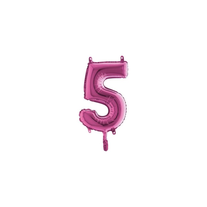PALLONE MYLAR NUMERO 5 CM.102 FUXIA (5)