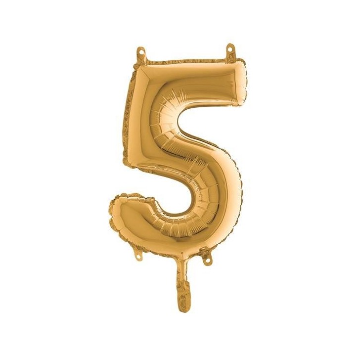 PALLONE MYLAR NUMERO 5 CM.102 ORO (5)