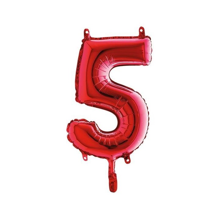 PALLONE MYLAR NUMERO 5 CM.102 ROSSI (5)