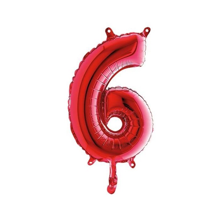 PALLONE MYLAR NUMERO 6 CM.102 ROSSI (5)