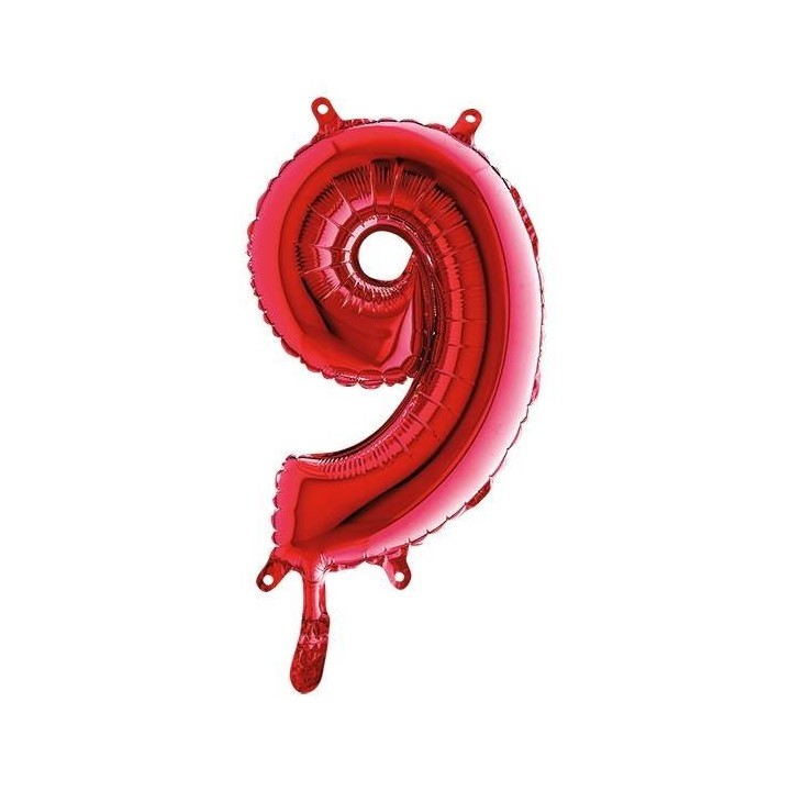 PALLONE MYLAR NUMERO 9 CM.102 ROSSI (5)