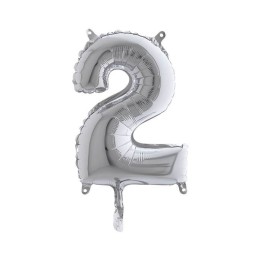 PALLONE MYLAR NUMERO 2 CM.102 ARGENTO (5