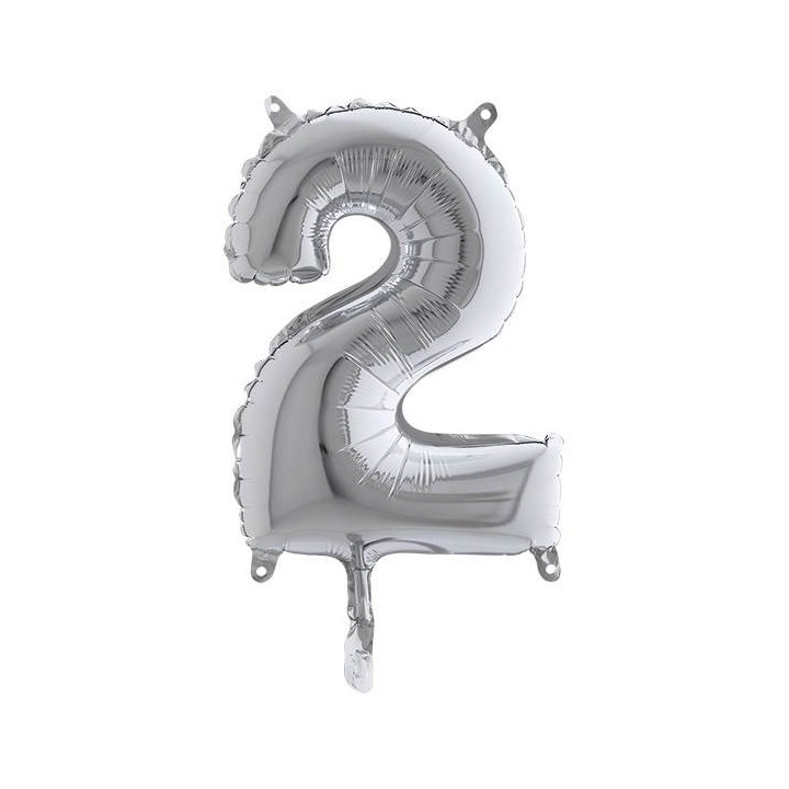 PALLONE MYLAR NUMERO 2 CM.102 ARGENTO (5