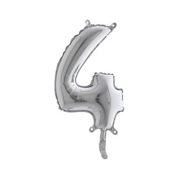 PALLONE MYLAR NUMERO 4 CM.102 ARGENTO (5