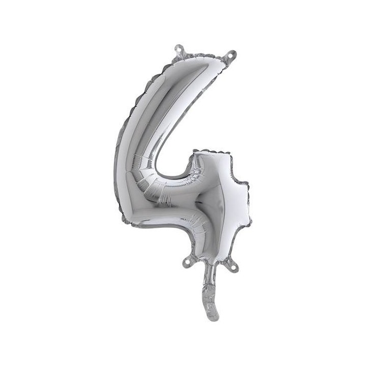 PALLONE MYLAR NUMERO 4 CM.102 ARGENTO (5