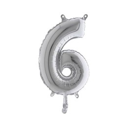 PALLONE MYLAR NUMERO 6 CM.102 ARGENTO (5