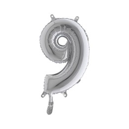 PALLONE MYLAR NUMERO 9 CM.102 ARGENTO (5