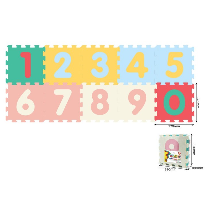TAPPETINO PUZZLE 10 PZ NUMERI PASTEL