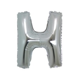 5 PALLONI MYLAR CM 42 LETTERA H ARGENTO