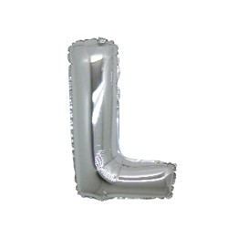 5 PALLONI MYLAR CM 42 LETTERA L ARGENTO