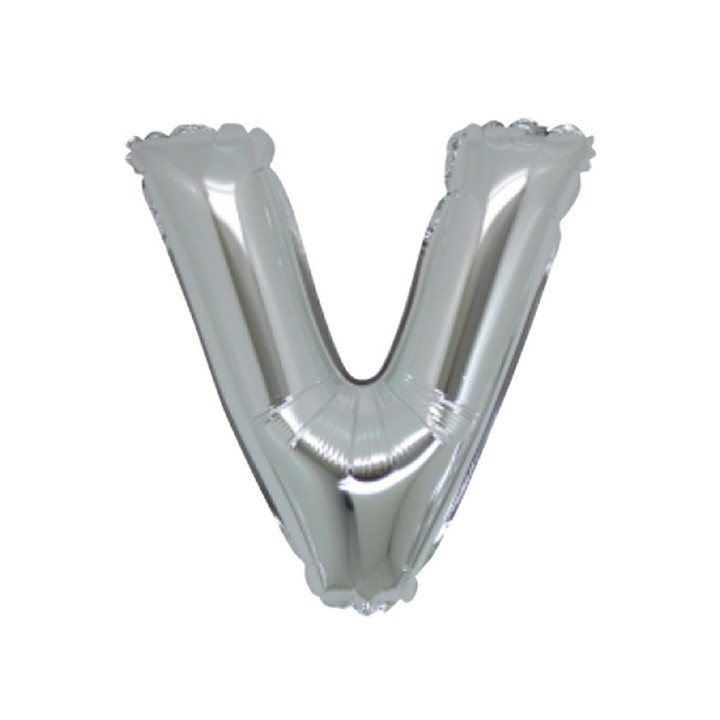 5 PALLONI MYLAR CM 42 LETTERA V ARGENTO