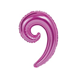 5 PALLONI MYLAR KURLY WAVE FUCSIA