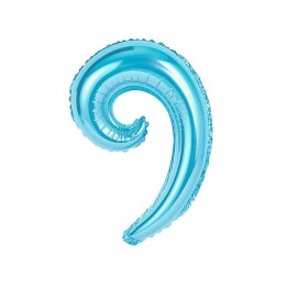 5 PALLONI MYLAR KURLY WAVE CELESTE