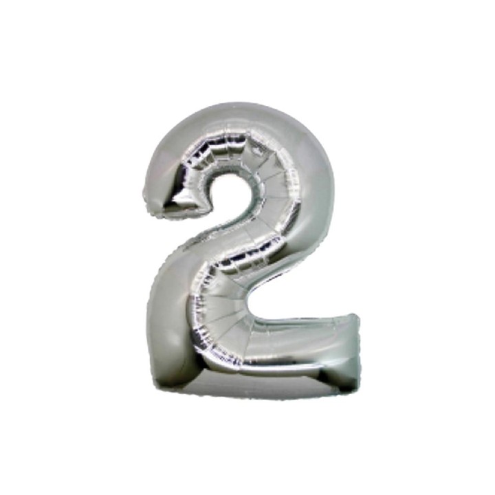 PALLONE MYLAR CM 102 NUMERO 2 ARGENTO