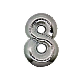 PALLONE MYLAR CM 102 NUMERO 8 ARGENTO
