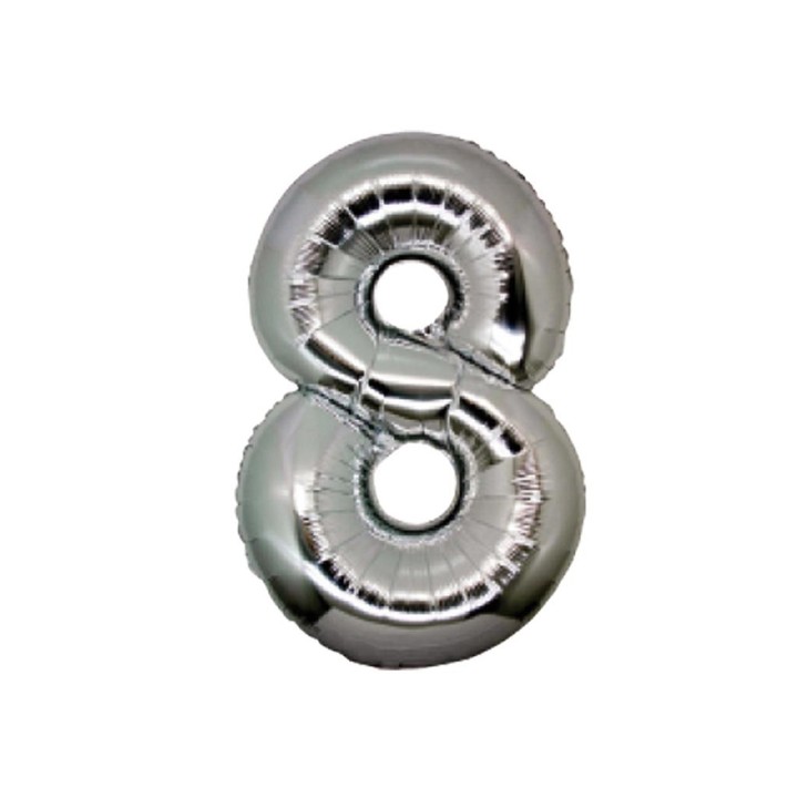 PALLONE MYLAR CM 102 NUMERO 8 ARGENTO