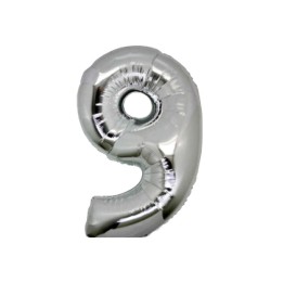 PALLONE MYLAR CM 102 NUMERO 9 ARGENTO