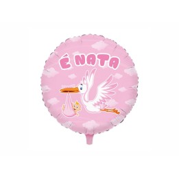 PALLONE MYLAR CICOGNA NUVOLA ROSA 42622