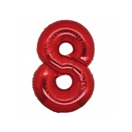 PALLONE MYLAR CM 102 NUMERO 8 ROSSO