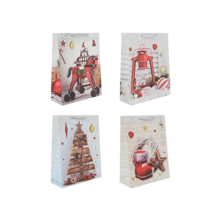 BUSTA REGALO NATALE 4 ASST. 26x32x10cm