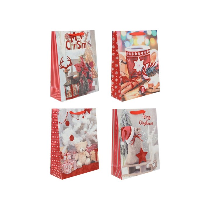 BUSTA REGALO NATALE 4 ASST. 26x32x10cm