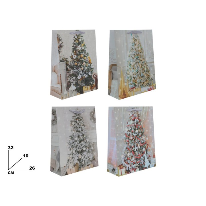 BUSTA REGALO NATALE 4 ASST. 26x32x10cm