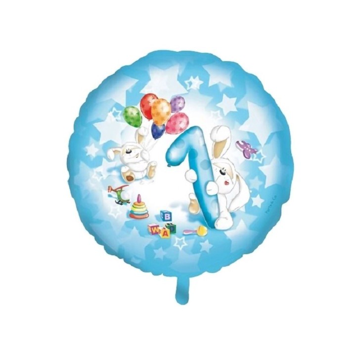 PALLONE MYLAR D.18 1 COMPLEANNO CELESTE